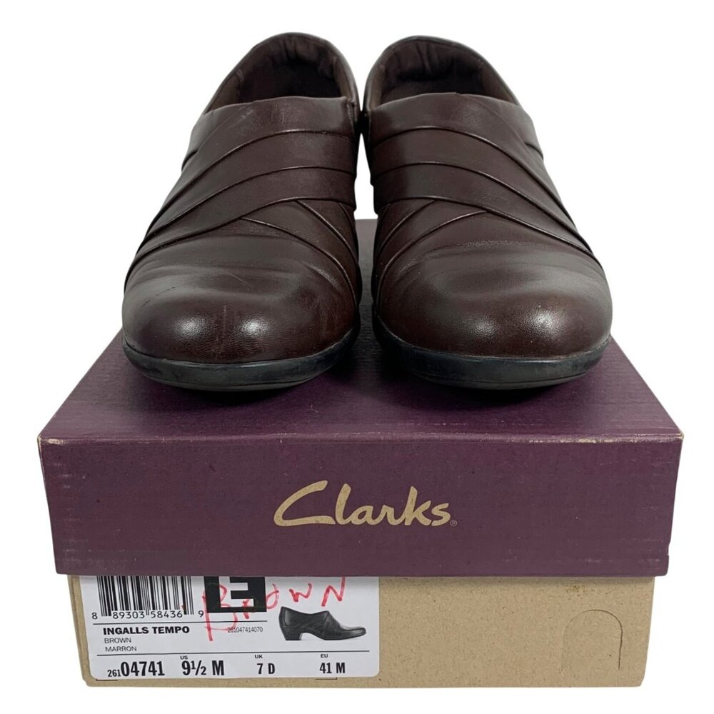 Clarks Ingalls Tempo Womens 9.5M Brown Leather Mule Slip On Shoes